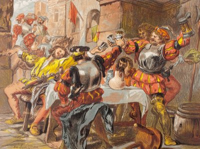 Iago fala em Othello, Ato II, Cena II, &39;Deixe-me o claque canakin&39;, de &39;The Illustrated Library Shakespeare&39;, publicado em Londres, 1890 de John Gilbert